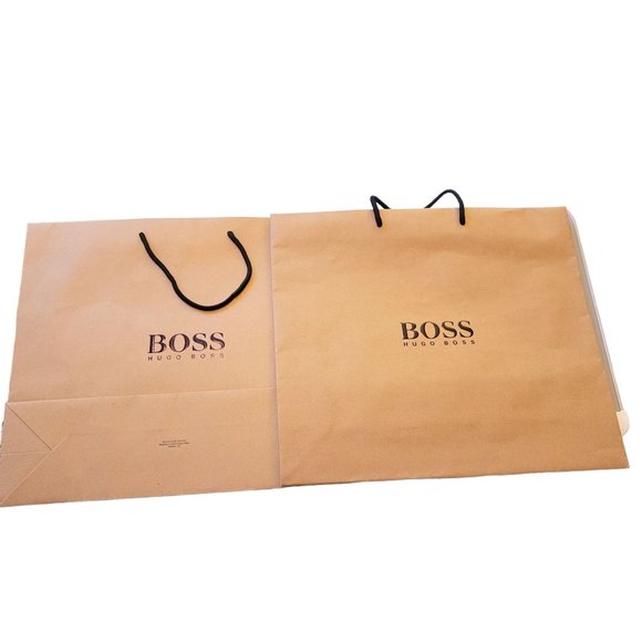 Hugo Boss Shopping Bags White Brown Set of 8 Signature Reusable Gift Prop VR208 - Picture 4 of 16